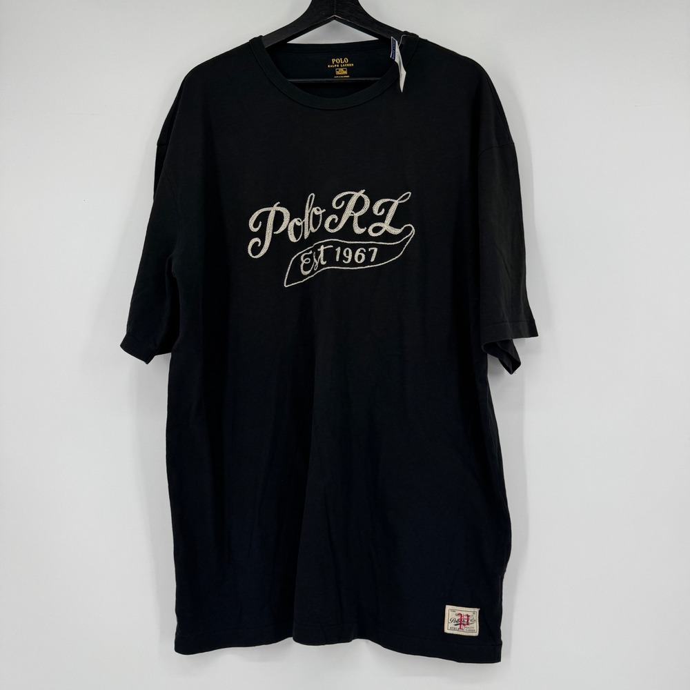 NEW Polo Ralph Lauren Mens T-Shirt Polo Black Logo Script LT Tall Graphic NWT